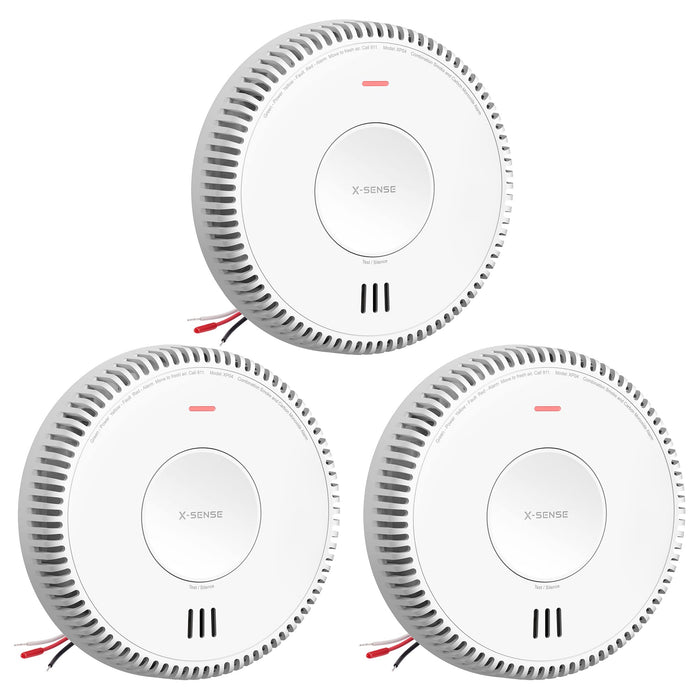 X-Sense Hardwired Combination Smoke and Carbon Monoxide Detector, Hardwired Interconnected Smoke and CO Detector Alarm with Replaceable Battery Backup, XP04, 3-Pack