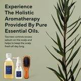 AROMATICA Tea Tree Scalp Purifying Trial Kit – Gift Set, Vegan Hair Care Scalp Treatment with Tea Tree Oil & Mini Wooden Hair Brush