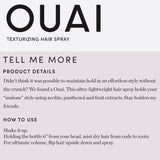 OUAI Texturizing Hair Spray. Add Texture and Volume While Absorbing Oil. Part Hair Spray, Part Dry Shampoo, the Spray Instantly Refreshes Hair. Free from Parabens and Sulfates (4.6 Oz)