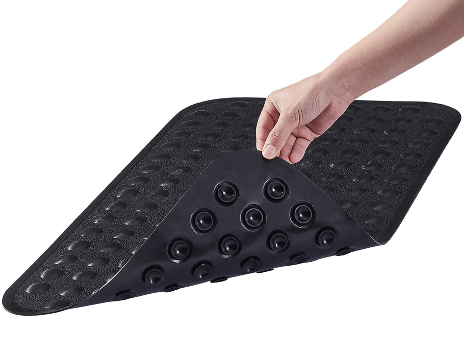 Yanzifly Bathtub Mat Non Slip Bath Mat for Tub Silicone Soft & Safe, Bath Tub Mat Non Slip Shower Mats, Suction Cups Bath Tub Anti Slip Matt for Kids Elderly Non Toxic, Machine Washable- Black