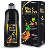 IIIMEIDU Hair Dye Shampoo 3 in 1 for Gray Hair, Herbal Ingredients Shampoo Black Hair Dye for Women Men, Grey Coverage Shampoo 500ml (Black)