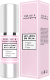 Kiss Red E Anti Aging Eye Cream for Women Men. Vegan Eye Cream for Dark Circles Puffiness Wrinkles 1 OZ 50 Days Supply