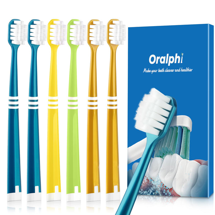 Oralphi Extra Soft Toothbrush for Sensitive Gums, Wide Head Soft Bristle Toothbrush with 10000 Soft Flossing Micro Nano Bristles for Adults, Pregnant Women, Elderly, Braces(Family Set Light Colors)