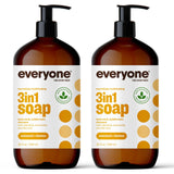 Everyone 3-in-1 Soap, Body Wash, Bubble Bath, Shampoo, 32 Ounce (Pack of 2), Coconut and Lemon, Coconut Cleanser with Plant Extracts and Pure Essential Oils