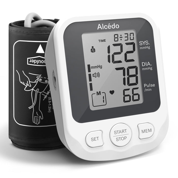 Alcedo Blood Pressure Monitor for Home Use, Accurate Upper Arm BP Machine with Large Cuff, Alarm Reminder, 2 x 120 Memory, Talking Function, FSA/HSA Eligible
