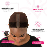 MILANO COLLECTION Lace Wig Grip Cap for Women, Adjustable Wig Cap with Headband, Non-Slip Wig Gripper to Keep Wigs Lace Front In Place, 2 Pack, Chocolate Brown + Nude