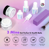 Saviland 3 Mins Instant Nail Repair Kit for Cracked Natural Nails: 60g Clear & White Dip Powder 21ml Nail Glue for Broken Nail Air Dry And Quick Fix for Home Salon Use