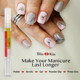 Bliss Kiss | 4 Vanilla Fragrance Nail Oil Cuticle Pens w/Vitamin E & Jojoba⏤Nail Strengthener Nail Growth Treatment for Brittle Peeling Breaking Thin Nails