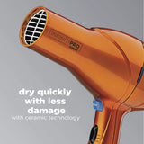 INFINITIPRO by CONAIR Hair Dryer, 1875W Salon Performance AC Motor Hair Dryer, Conair Blow Dryer, Orange with Bonus Blow-Out Brush