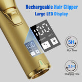 FADEKING® Professional Hair Clippers for Men - Cordless Barber Clippers for Hair Cutting, Rechargeable Hair Beard Trimmer with LED Display & Quality Travel Storage Case (Gold)