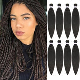 Braiding Hair Dark Brown 16 Inch 8 Packs Hair Extensions Professional Synthetic Braid Hair Crochet Braids, Soft Yaki Texture, Hot Water Setting (16 Inch (Pack of 8), 4#)