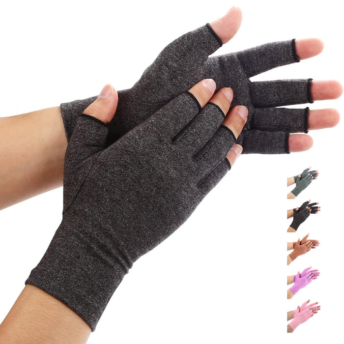 Duerer Arthritis Gloves, Compression Gloves for Women Men, Carpal Tunnel, Rheumatoid, Tendonitis, Fingerless Hand Thumb, Hand Pain, Fingerless Gloves for Computer Typing and Daily Work