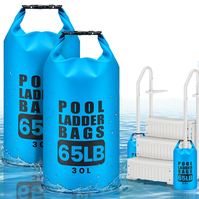 2 Pack 30L/65LB Pool Step Weights Sand Bags – Waterproof 500D PVC Ladder Weights, Pool Sand Stair Weights for Above Ground and in-Ground Pool Steps