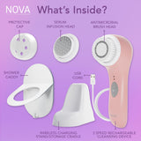 Spa Sciences - NOVA - Sonic Cleansing Brush with Bristles & Infusion System – Anti-Aging Facial Exfoliating, Waterproof, and USB Rechargeable