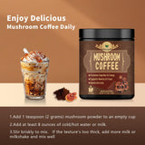 Mushroom Coffee (72 Servings) - Organic Instant Coffee Powder with Lion's Mane Mushroom, Reishi, Cordyceps, Chaga, and Turkey Tail - Coffee Alternative for Energy & Focus - 5.11 oz.