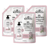 J.R. Watkins Gel Hand Soap Refill, Moisturizing Hand Wash, All Natural, Alcohol-Free, Cruelty-Free, USA Made, Rosewater, 34 Fl Oz, 3 Pack