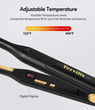 Terviiix 24K Titanium Pencil Flat Iron with LCD Display, 3/10'' Mini Hair Straightener with Adjustable Temp, Small Straightening Irons for Men, Touch Ups/Pixie Short Hair/Beard/Bangs/Edges/Baby Hair