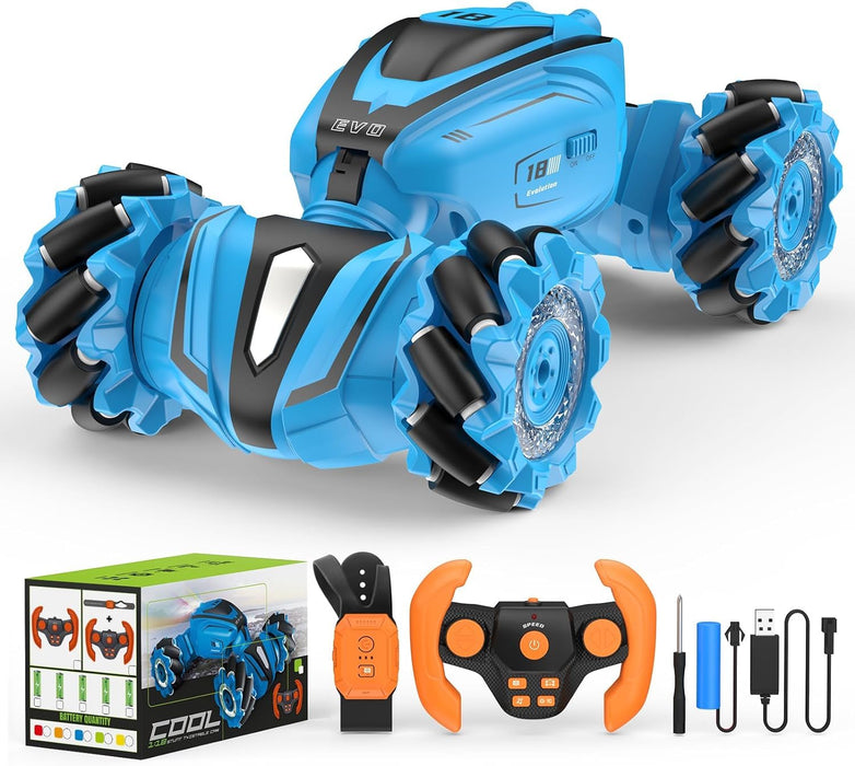 AONGAN Remote Control Car for Boys, High-Speed Stunt RC Cars with 360° Flips and Drifts, Gesture Control, 2.4Ghz Rechargeable RC Car - Perfect Christmas Birthday Gift for Kids Age 6+ Years Old (Blue)