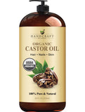 Handcraft Blends Organic Castor Oil - 28 Fl Oz - 100% Pure and Natural - Premium Grade Oil for Hair Growth, Eyelashes and Eyebrows - Carrier Oil - Hair and Body Oil - Expeller-Pressed and Hexane-Free