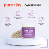 PURE CLAY Food Grade Organic Calcium Bentonite Clay Powder, Internal and External Deep Cleansing, Daily Detox Drink, Face Mask, Body Mud, & Toothpaste - 16 oz