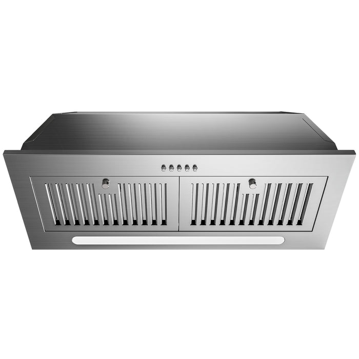 FIREGAS Range Hood Insert 30 inch, 600 CFM Ducted/Ductless Convertible Kitchen Hood with LED Light, Built-in Vent Hood with 3 Speed Exhaust Fan, Baffle Filters, Stove Hood with Carbon Filters