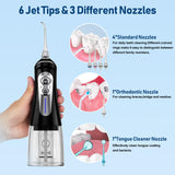 NBGRLVS Water Dental Flosser Cordless for Teeth Pick Cleaning - Powerful Oral Irrigator with 6 Adjustable Modes,320ML Portable & Rechargeable IPX7 Waterproof Cleaner Picks for Home Travel (Black)