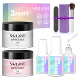 Saviland 60g Nail Repair Kit for Broken Damaged Nails: 3 Mins Air Dry Quick & Easy Instant Broken Nail Repair Natural Clear & Pink Dip Powder with 21ml Nail Repair Glue Emergency Home & Salon Use