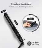 Travel Curling Iron Dual Voltage, 1 Inch Mini Curling Iron Travel Size with 3 Adjustable Temp, Ceramic Mini Hair Curler with Keratin&Argan Oil Infuse, Travel Size Curling Iron with Storage Bag