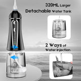 Cordless Water Flosser for Teeth Rechargeable - FZCOK 7 Clean Settings Oral Irrigator Dental Flosser for Braces Adults Teeth Cleaning Portable with Long Battery Life, Waterproof(Black)