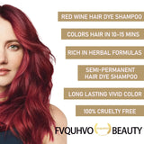 Instant Red Hair Color Shampoo - Herbal Red Hair Dye Shampoo 3 in 1 for Women Men,16.90 Fl Oz Color Shampoo Hair Dye Easy to Apply & long lasting Red Hair Shampoo Colors in 10-15 Minutes (Red Wine)