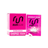 RUN GUM Bubblegum Energy Chewing Gum 50mg Caffeine Taurine & B-Vitamins Per Piece, 24 Pieces (Pack of 12) Sugar Free, Zero Calorie, No Aspartame, and Gluten Free