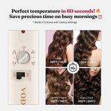 VODANA Professional GlamWave Ceramic Curling Iron, Long-Lasting Natural Curls, Instant Heat, Hair Curler, Curling Wand, Available in USA (1.4 inch, Ivory)