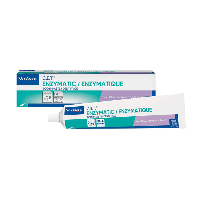 Virbac C.E.T. Enzymatic Toothpaste Eliminates Bad Breath by Removing Plaque and Tartar Buildup Best Pet Dental Care Toothpaste Beef Flavor 2.5 Oz Tube (Color Varies)