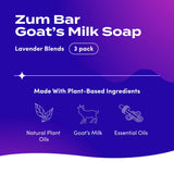 Indigo Wild Zum Bar Goat's Milk Soap - Mother's Day Gift - Lavender Blends - Frankincense-Lavender, Lavender-Rosemary, Lavender-Mint - 3 oz (3 Pack)