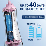 Water Dental Flosser Cordless Teeth Cleaning MOCEL 5 Modes Oral Irrigator Portable and USB C Cable Rechargeable IPX7 Waterproof Flossing Teeth Pick Irrigation Cleaner for Home Travel (Pink)