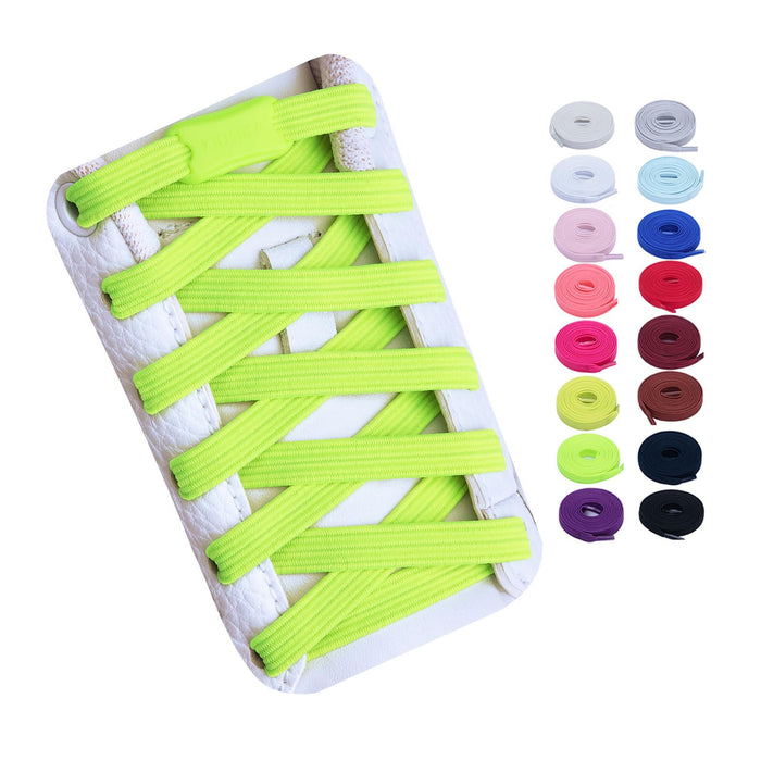 Booyckiy No Tie Elastic Shoelaces for Kids, Adults and Elderly, Adjustable Tieless Shoe Laces for Sneakers Boots and Casual Shoes - 16 Colors, 41 inch, Neon Green