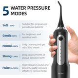 Sejoy Cordless Water Flosser, Water Dental Flosser Electric Water Flossers for Teeth Portable Oral Irrigator Rechargeable for Home Travel Office, 270ML IPX7 Waterproof 5 Cleaning Modes and 8 Jet Tips