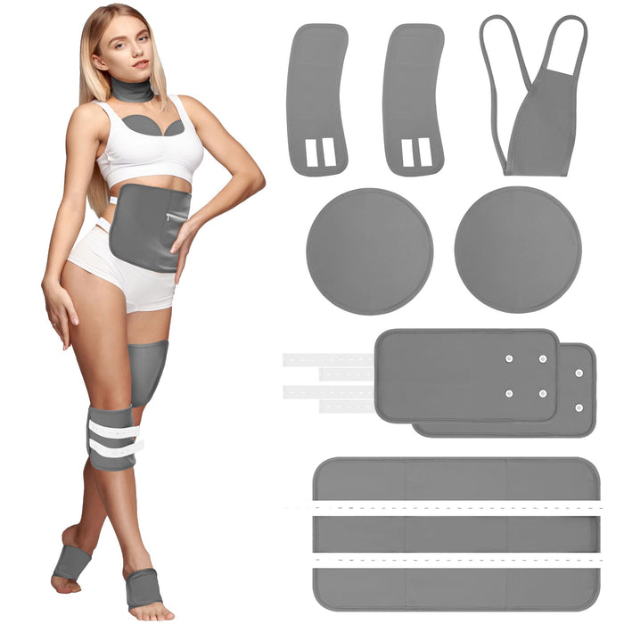 Uminyoo® Castor Oil Pack Wrap Set – 8 Reusable Organic Cotton & Velvet Wraps with Adjustable Elastic Straps for Neck, Waist, Knees, Chest & Feet (Oil Not Included)