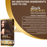 COSMTEK Dark Brown Hair Dye Shampoo Permanent for Men&Women,Instant Hair Color Shampoo for Gray Hair Coverage and Beard,3-In-1 Shampoo for Color Treated Hair,Lasts 30 Days/500ml/Ammonia-Free/Natural herbal Ingredients.