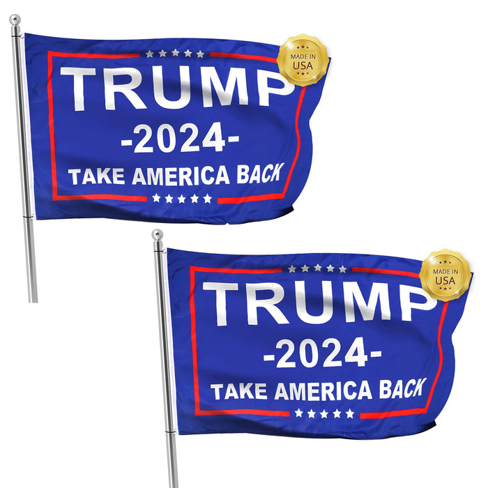 2024 Trump Flag for Take America Back, 3x5 Ft Polyester Banner with Brass Grommets Outdoor, Decoration Premium Presidential Election Banner 100D Polyester, UV Protection, 2 flags Made in USA