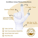 Evridwear Unisex Moisturizing Cotton Gloves with Touchscreen Fingertips for Eczema Beauty Cosmetic Dry Hands Sensitive Irritated Skin Therapy Overnight Bedtime, 6 Pairs, Lightweight-White, L/XL