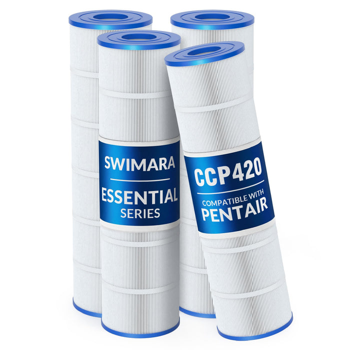 Swimara Pool Filter Cartridge, Essential Series, Replacement for PCC105 R173576 178584 817-0106, Compatible with Pentair Clean & Clear Plus 420 Waterway 425, Cylindrical Fabric, 420 Sq. Ft. 4-PK