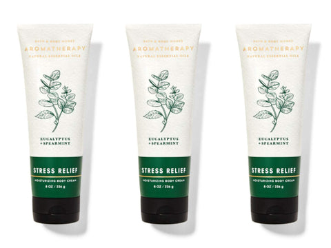 Bath and Body Works Aromatherapy Stress Relief Eucalyptus Spearmint Body Cream 3 Pack