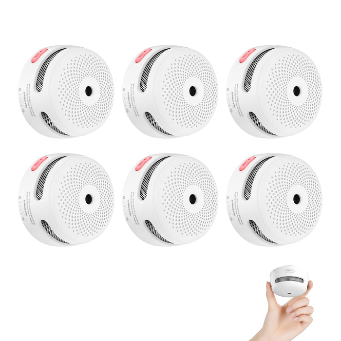 X-Sense Mini Smoke Alarm, 10-Year Battery Fire Alarm Smoke Detector with LED Indicator & Silence Button, XS01, 6-Pack