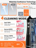 Cordless Water Flosser Teeth Cleaner, Dental Oral Irrigator Cleaning Cordless with Toothbrush, Tongue Scraper Travel Bag Waterproof 5 Jet Tips for Home Travel, (Black)