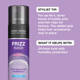 John Frieda Moisture Barrier, Anti Frizz, Frizz Ease Firm Hold Hairspray, Humidity Resistant Spray, for 24-hour Hold, 2 Oz Bottle (Pack of 12)