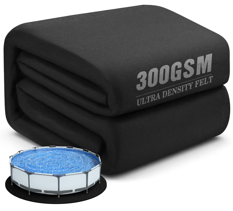 UIRWAY 12FT Round Pool Liner Pad for Above Ground Pool, [2026 New 300G/M² Thicker Heavy Duty] Black Seamless Double Density Pool Underlayment Pad, Puncture Resistant Weed Barrier, Cushion Protection