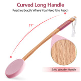 Svarvns Back Lotion Applicator with 4 Replaceable Pads, Lotion Applicator for Back Self Elderly, Women, Cream Medicine Applicator with 17" Curved Handle Easy to Target Back and Feet, Pink