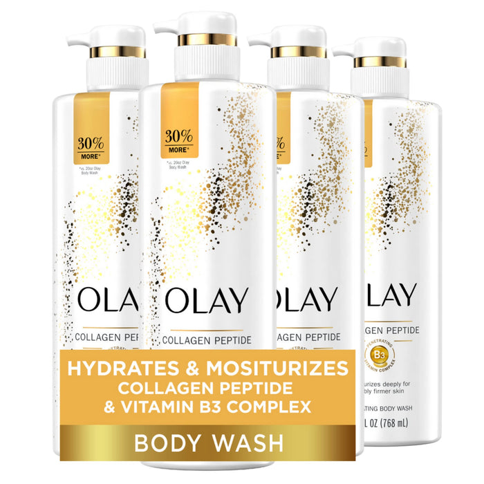 Olay Cleansing & Firming Body Wash with Vitamin B3 and Collagen, 26 fl oz (Pack of 4)