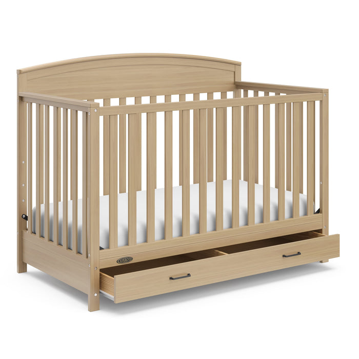 Graco Benton 5-in-1 Convertible Crib with Drawer – GREENGUARD Gold Certified, Converts from Baby Crib to Toddler Bed, Daybed and Full-Size Bed, Full-Size Nursery Storage Drawer (Driftwood)